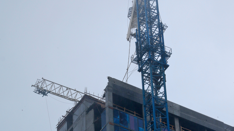 A view of the collapsed crane. Photo: AP